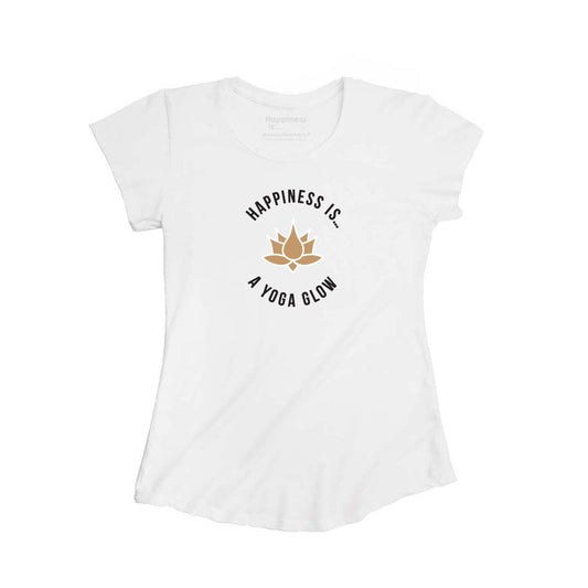 Women's Yoga Bamboo T-Shirt, White with Gold Foil-0